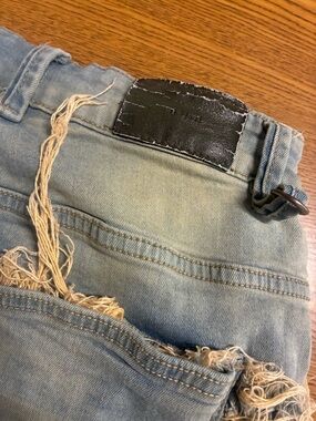 Light Wash Frayed Denim Shorts